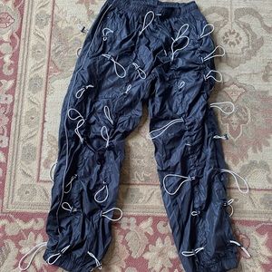 BLACK BUNGEE PANTS — WHITE CORD (Brand New)